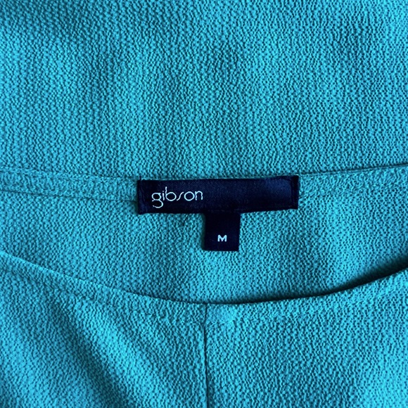 Gibson Tie Waist Short Sleeve Blouse in Green Size Medium - Picture 5 of 8